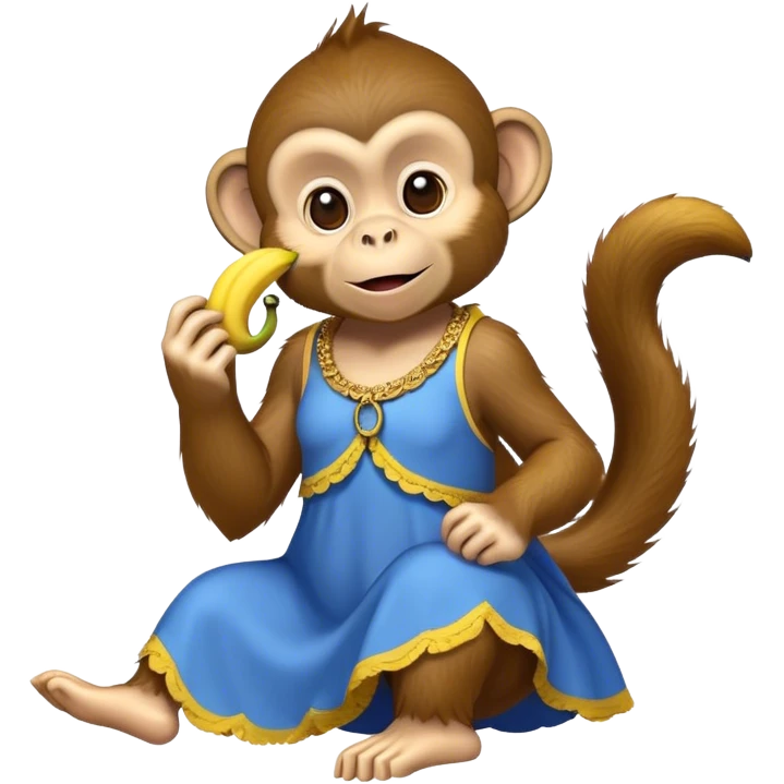 Monkey eating banana in a dress  emoji
