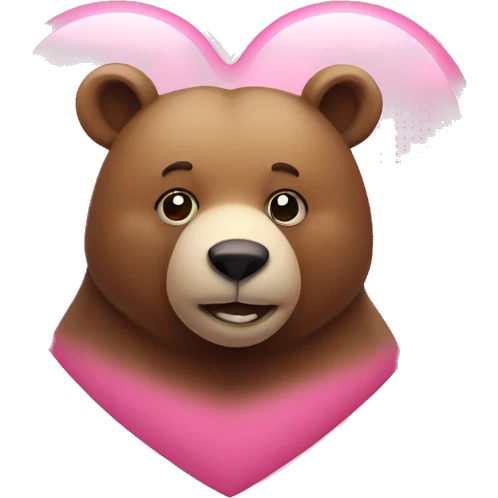 Bear on pink heart emoji