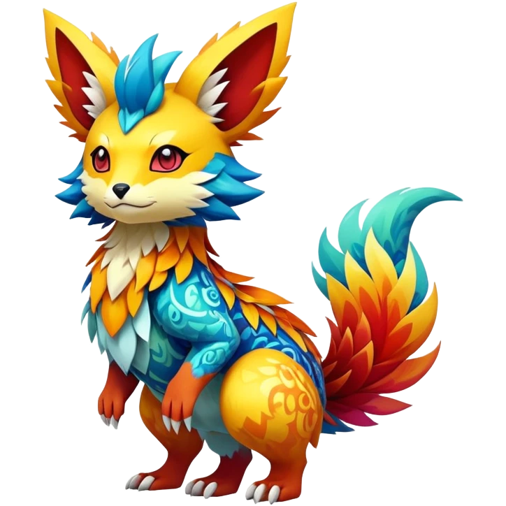 Elemental magical colorful exotic animesque Pokémon-Fakémon-animal-creature, (full body) emoji