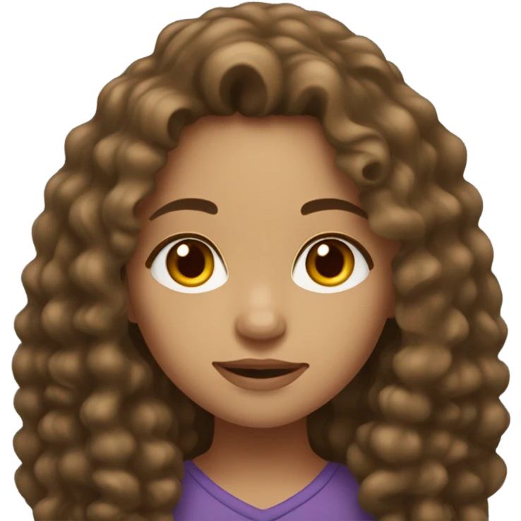 light skin girl with brown eyes and long dark curly hair emoji