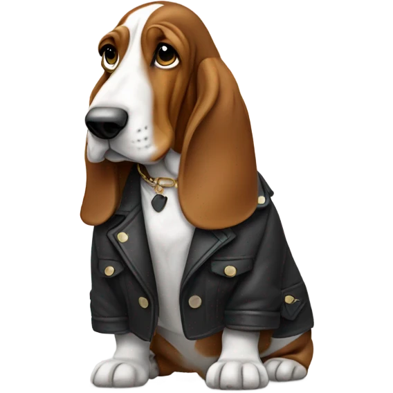 Basset wearing a jacket emoji