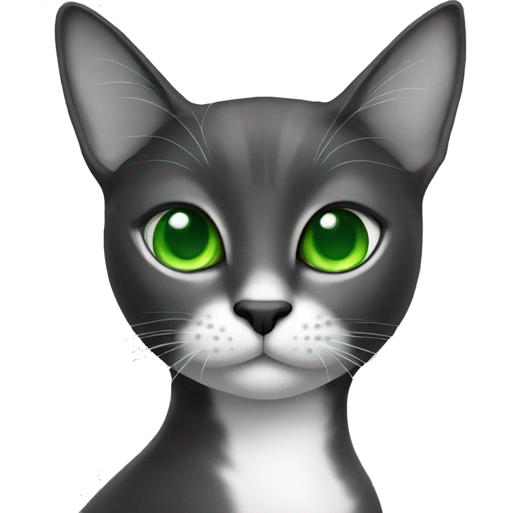 Cat black and white with Green eyes and a Green neckleace emoji