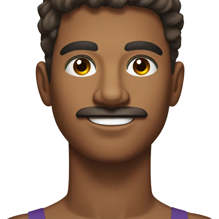 brown skin young man with mustache dark brown eyes laying on beach emoji