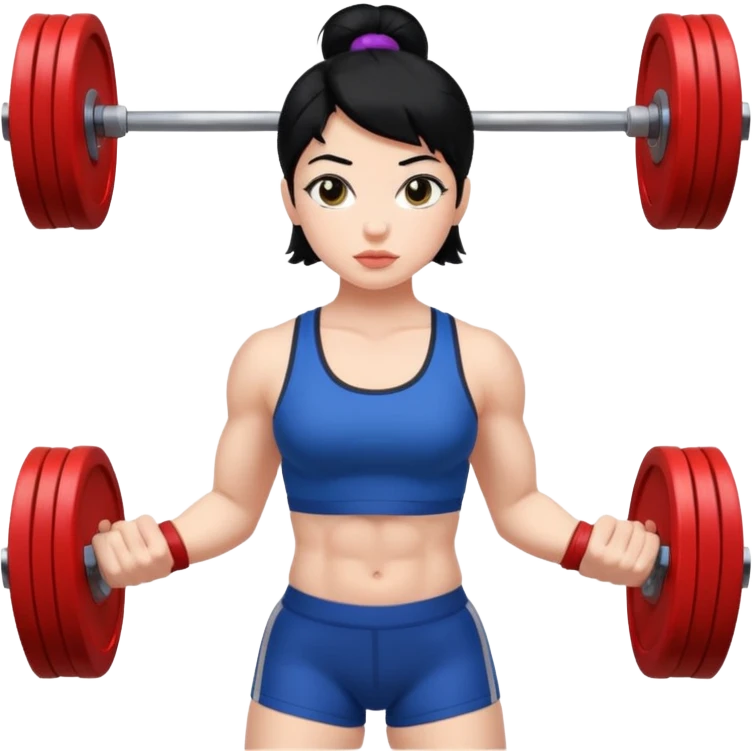 Weightlifting girl with black hair emoji