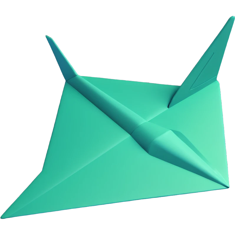 Telegram logo, dark green paper plane, volumetric style with soft shadows, minimalism, dark green and light beige colors, style like Instagram logo emoji