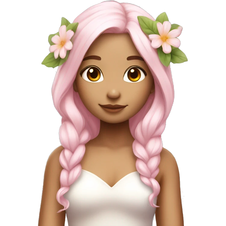Beautiful, flower fairy, white long, light pink hair, big wings, fair skin emoji