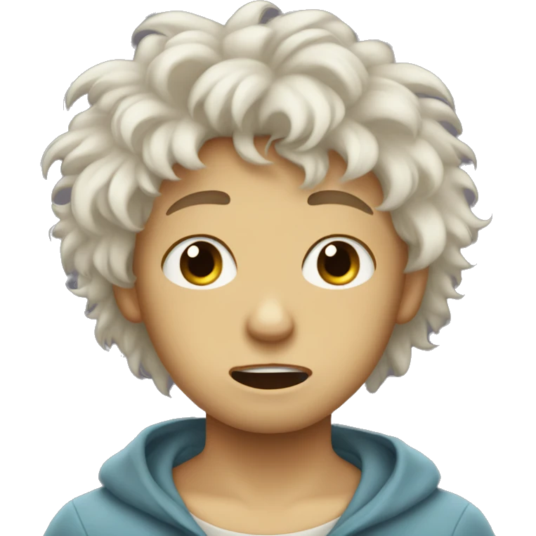 Boy crying with fluffy hair white boy  emoji