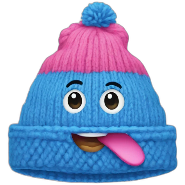 blue triangle with a pink woolen hat emoji