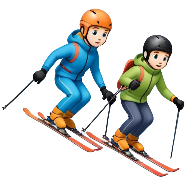 Kids are sking from the top of the mountain emoji