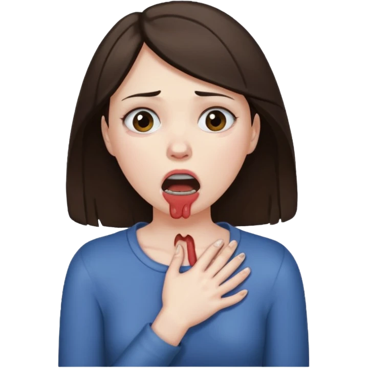 Woman choking herself brunette emoji