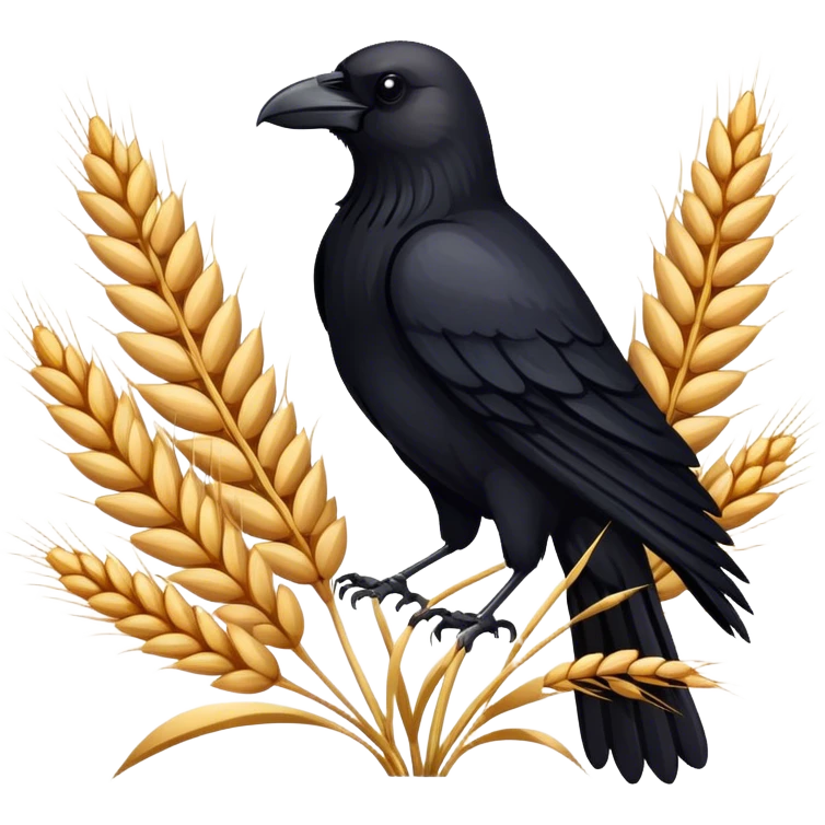 crow emblem with weat emoji