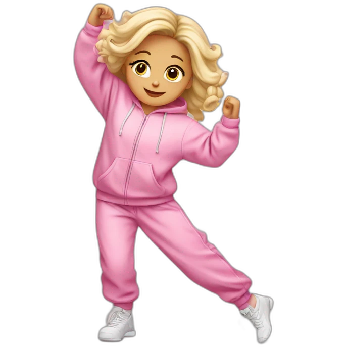 dancing-white-blond-girl-pink-oversize-tracksuit emoji