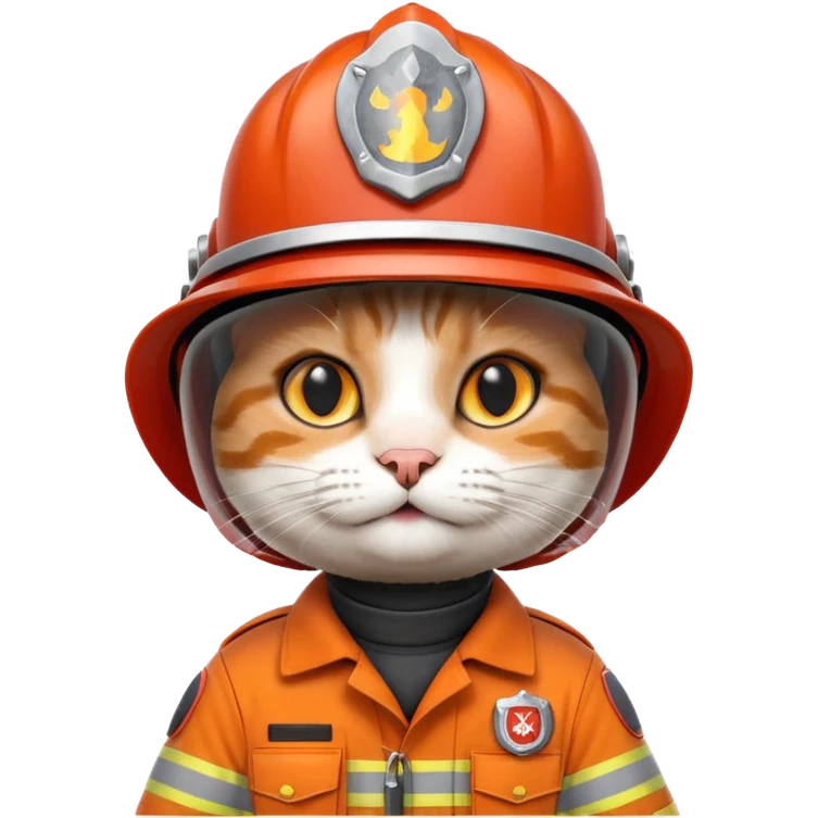 Cat firefighter, uniform including helmet of uniform emoji