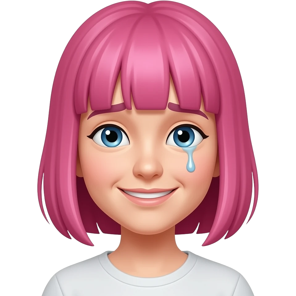 pink, with bangs, smile, looks tired emoji