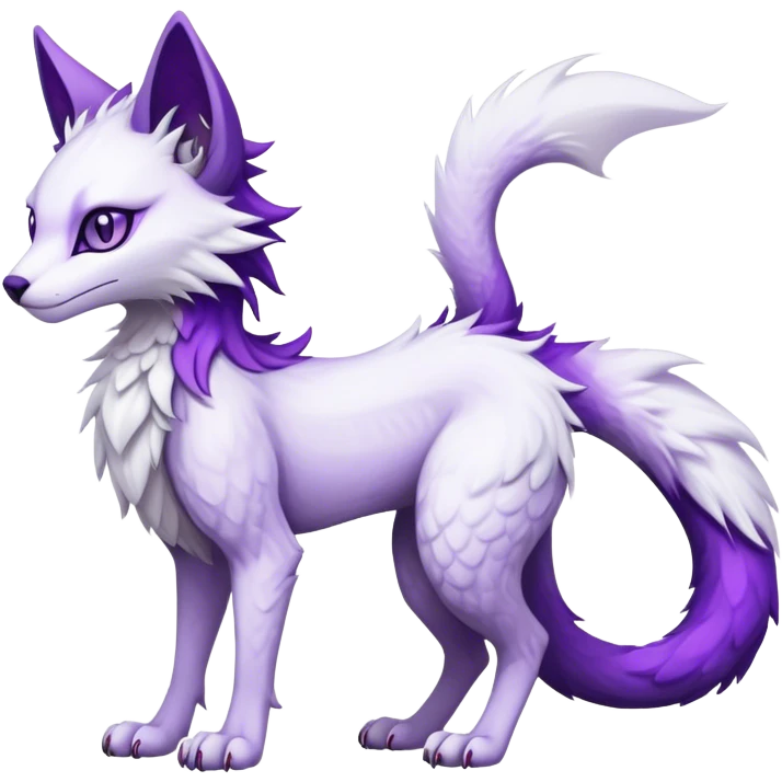 Kawaii dark edgy fantasy ethereal feline-vernid-sergal-fursona animal creature with a tufted tail full body emoji