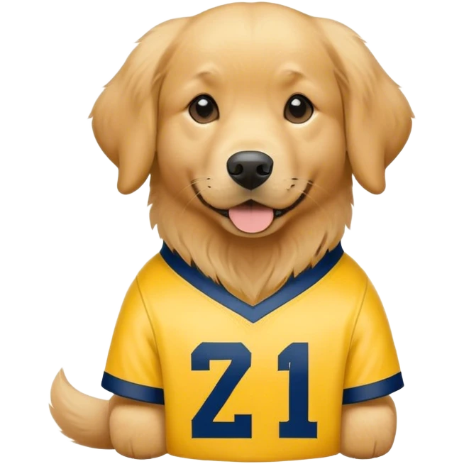 Golden retriever wearing Michigan jersey emoji