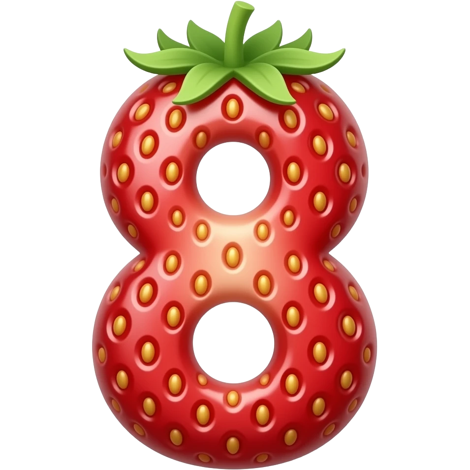 "number 8 strawberry style, colorful, simple background" emoji
