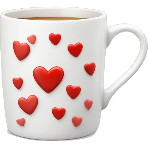 White mug with tiny red hearts on it emoji