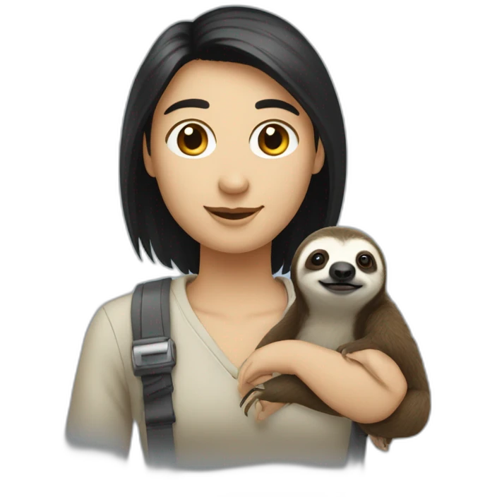 black hair white skin software engineer with a sloth around the neck emoji