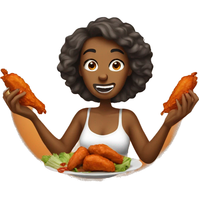 Women eating Buffalo wings emoji