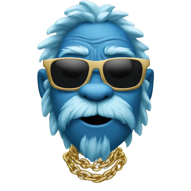 Blue grinch with sunglasses and gold chain emoji