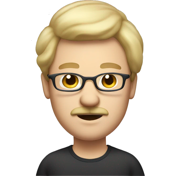 A blonde chubby man with a moustache and medium long hair and glasses emoji