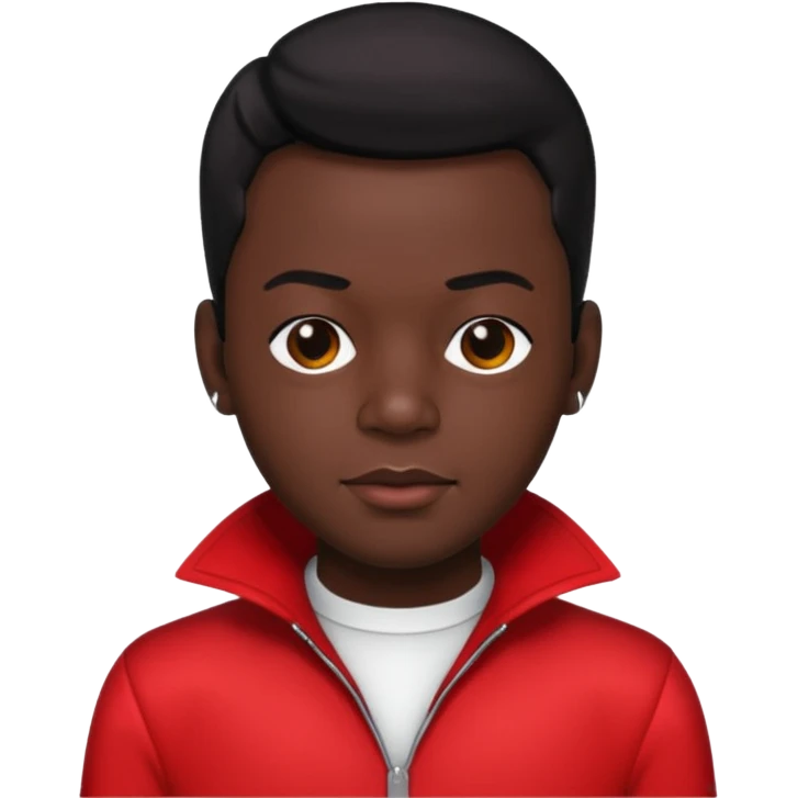 Bobby Brown, black hair, red outfit emoji