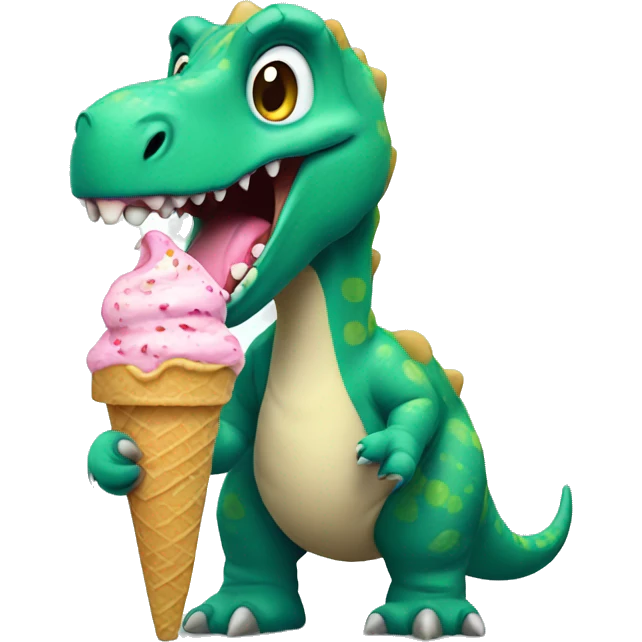 Dinosaur eating ice cream emoji