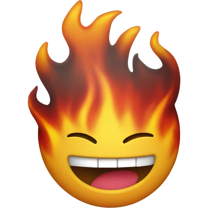 Fire drooling smiley face emoji