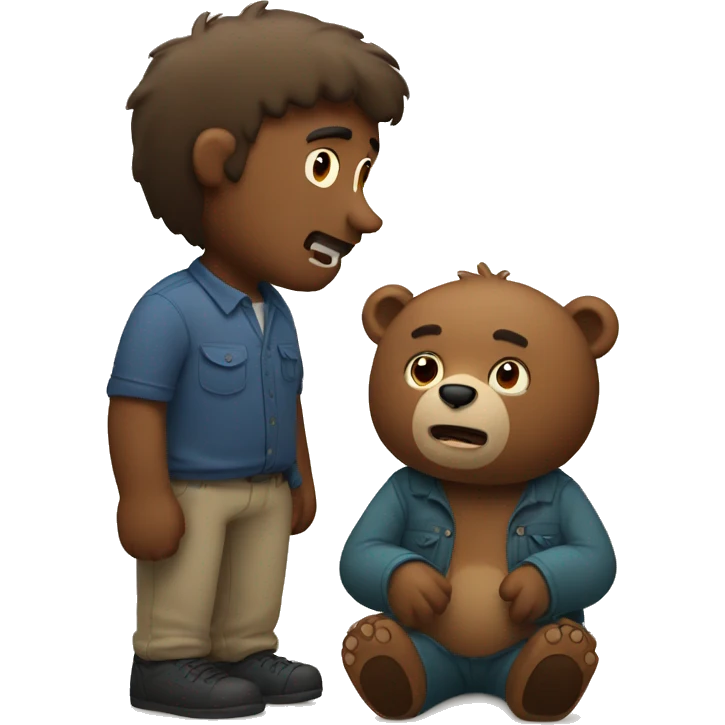 A bear talking with man emoji