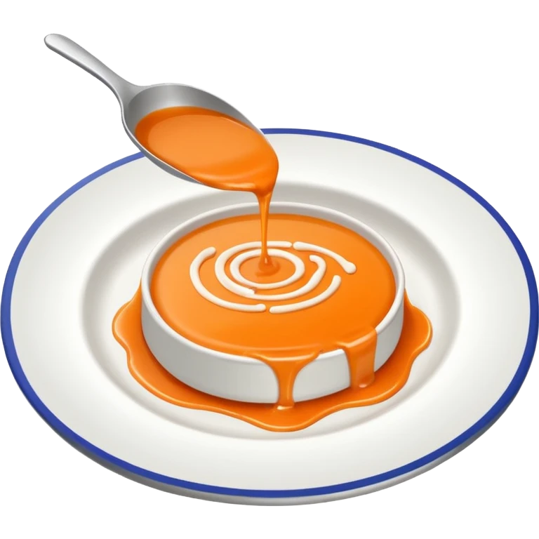 Minimal icon of a white plate with a thin, Michelin-style sauce drizzle in a C shape, using accent color #FF3D00. emoji