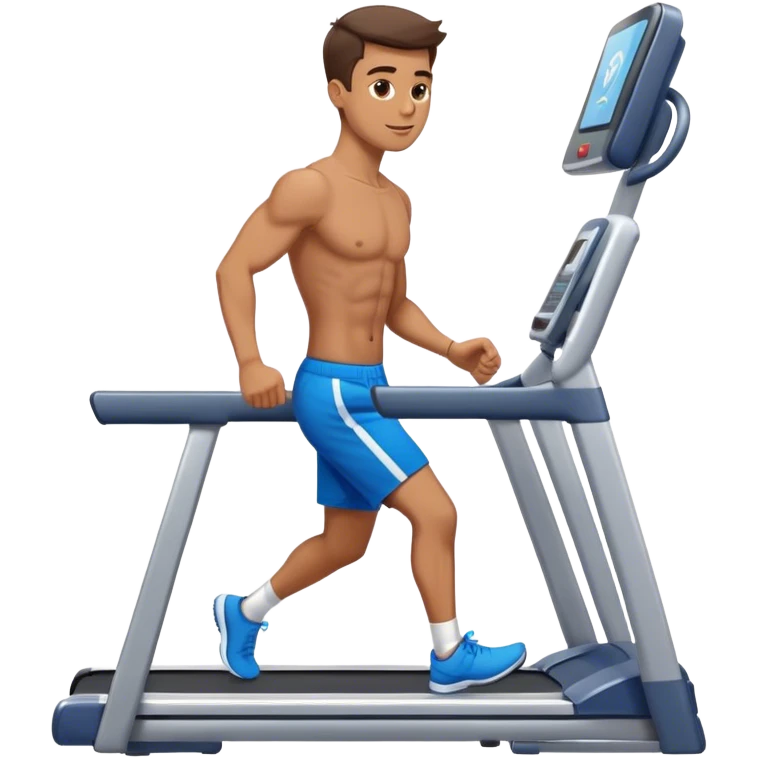 fit guy in blue shorts Treadmill emoji