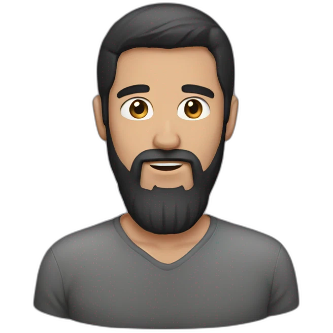 Man with straight dark hair and beard emoji