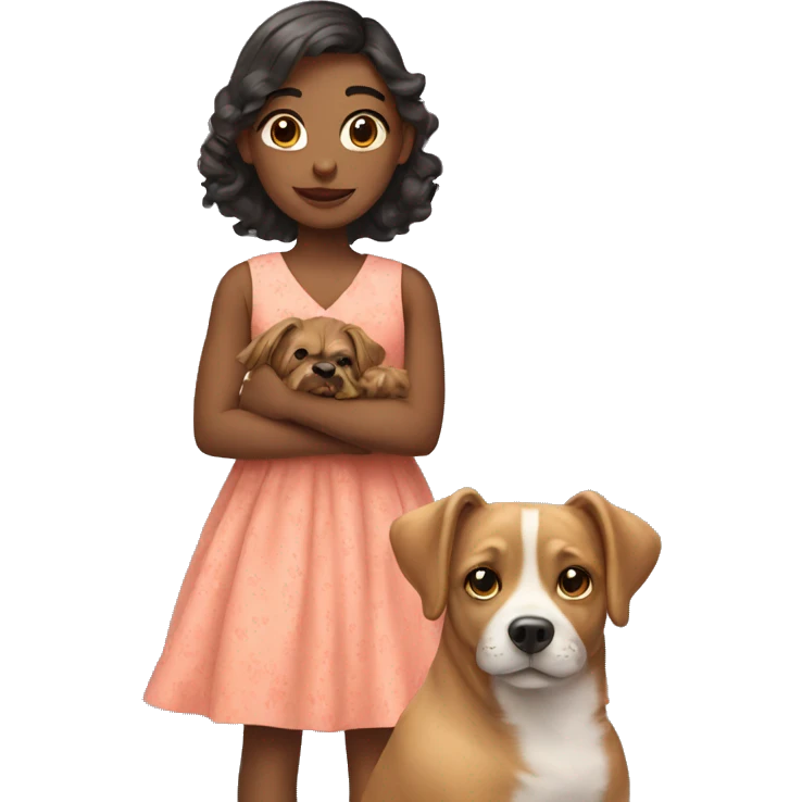 girl with dog in dress emoji