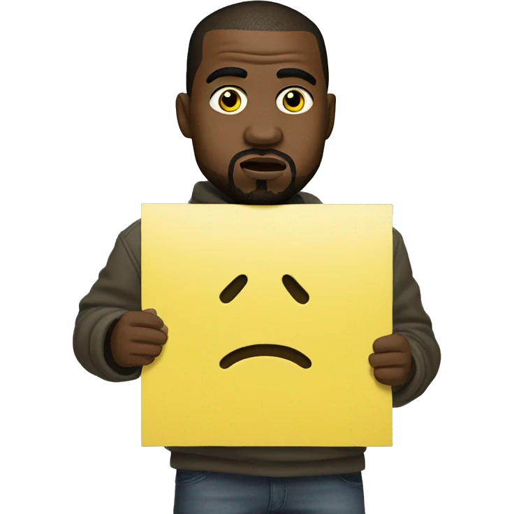 Kanye west holds a yellow sign emoji