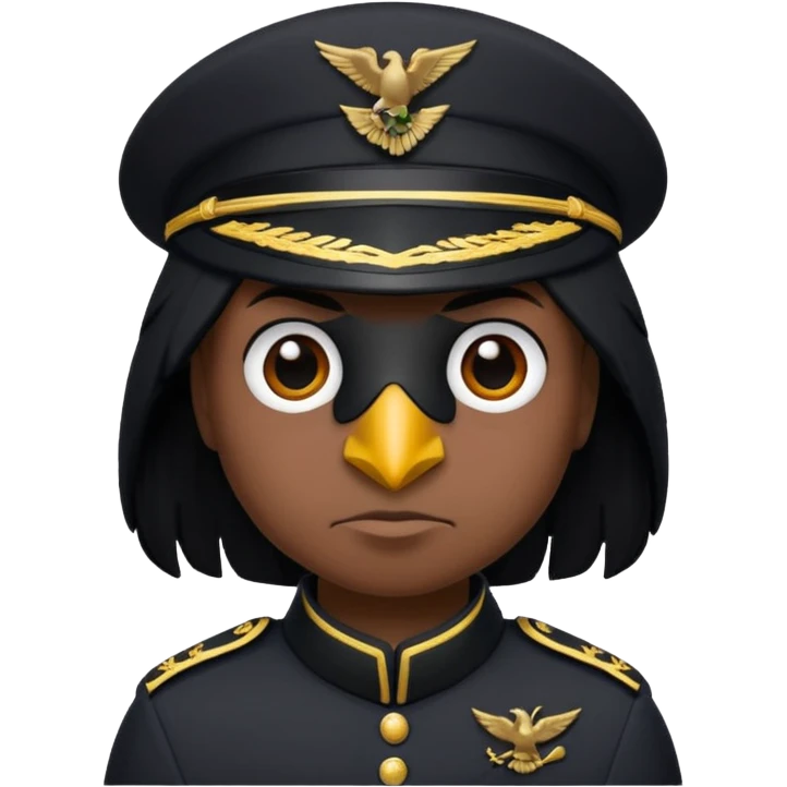 eine kleiner schwarzer rabe im military stil, normale emoji gesten emoji