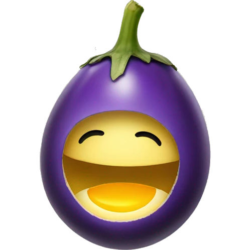Smiley face eating egg plant emoji
