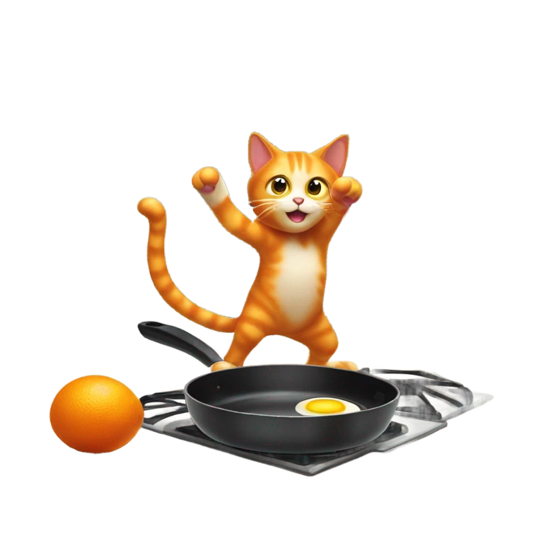 orange cat cooking eggs emoji