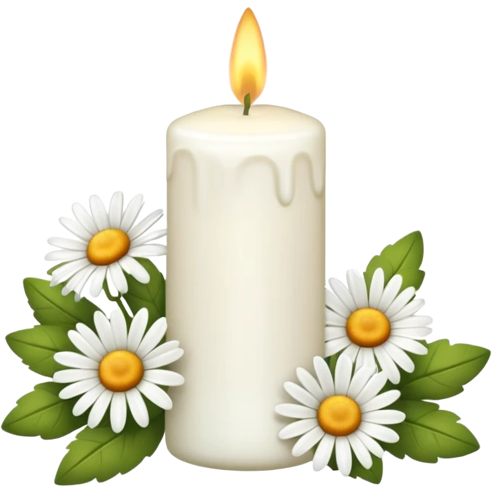 white candle with daisies emoji