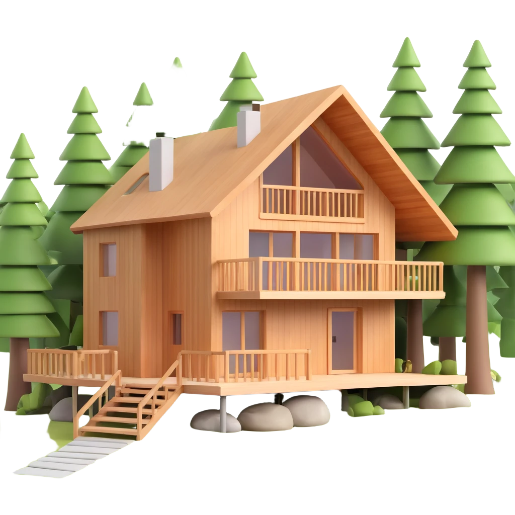 contemporary forest house with natural materials and integrated into woodland setting emoji