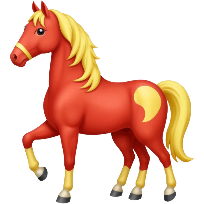 Cavalo vermelho e amarelo pastel emoji