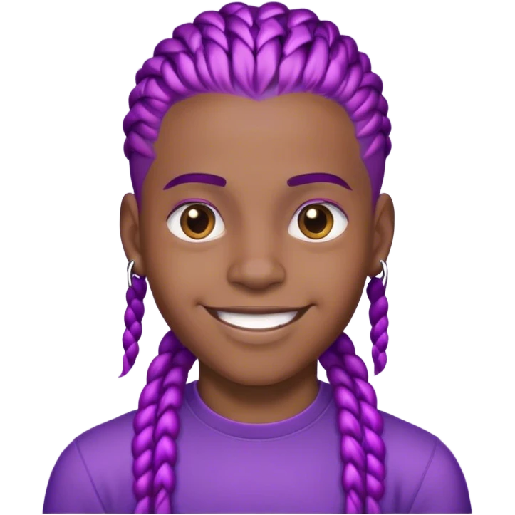 smiling black boy with purple cornrow hair emoji