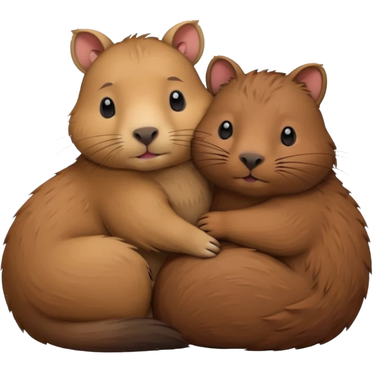 capybara and a cat cudding with each other emoji