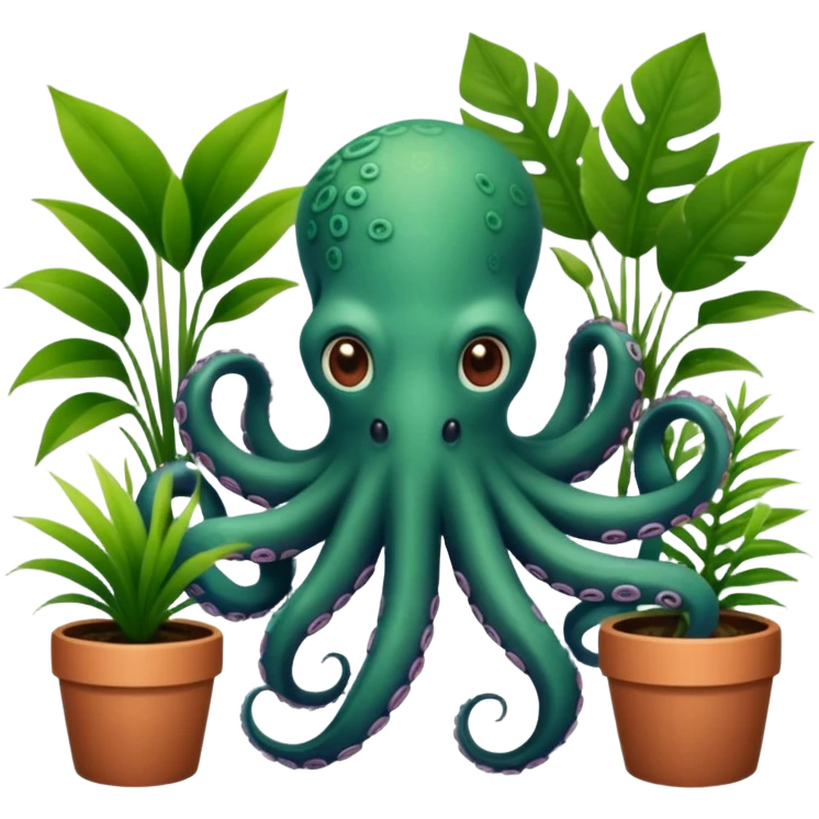 Octopus with house plants emoji