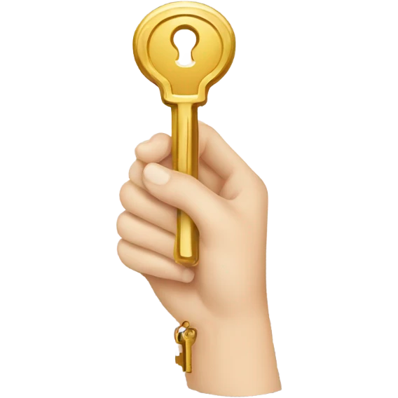 Hand holding golden elegant key emoji
