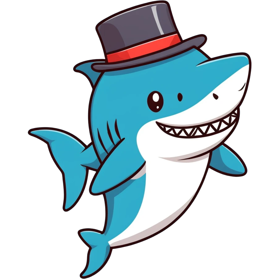 Shark with a top hat emoji