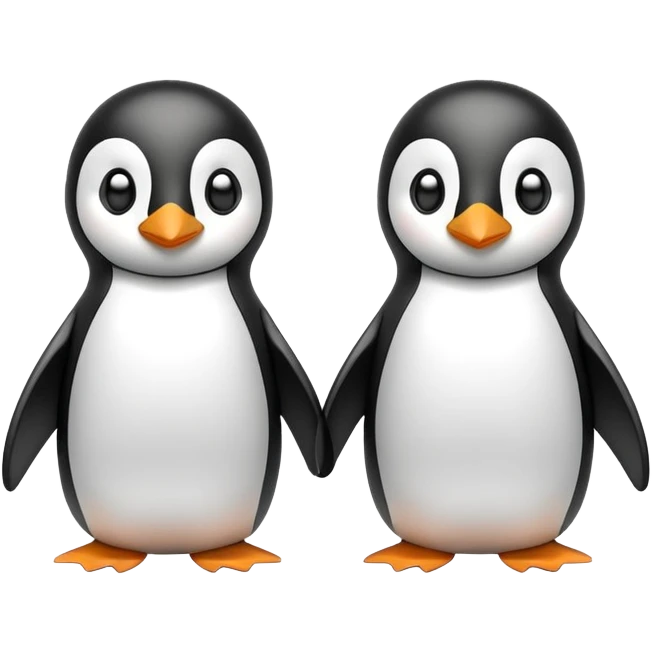 Two penguins holding flippers emoji