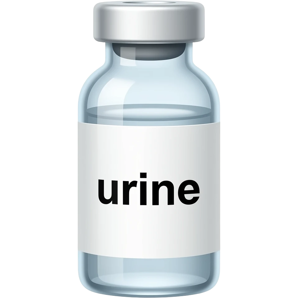 Urine in container and rubber stop emoji