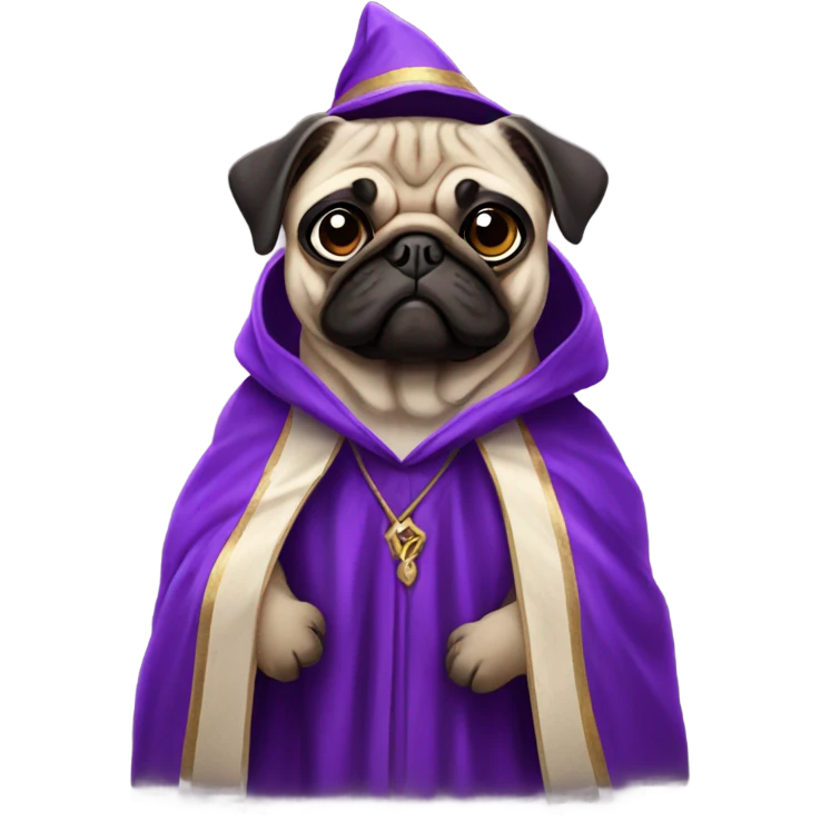 Pug wearing wizard robe emoji