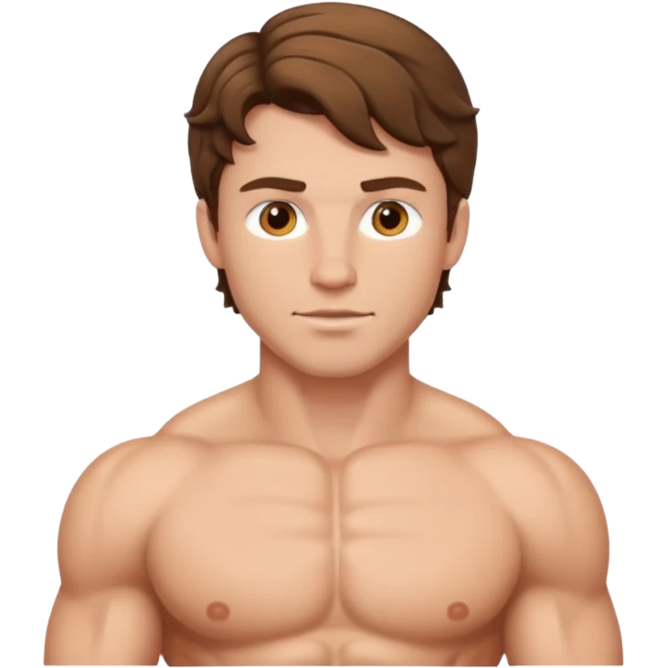 muscular white man with short wavy brown hair emoji